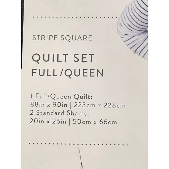 Ayesha Curry Stripe Square 3-Piece Quilt Set, Full/Queen, Green New - Picture 8 of 10